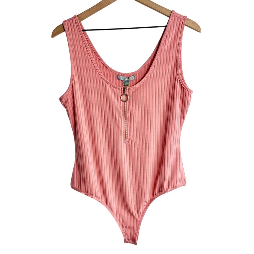 Good Luck Gem Pink Women Ribbed Bodysuit Size XL Brand New